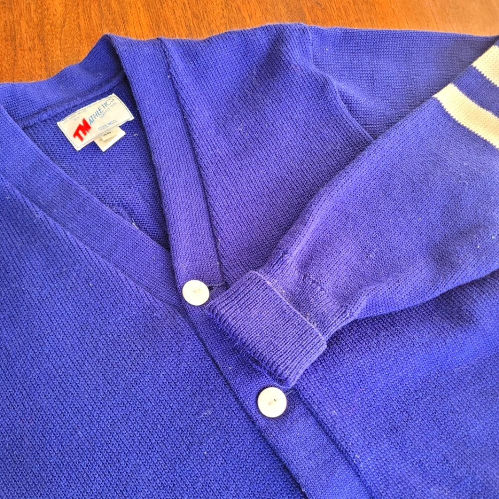 TM Athletics Vintage Wool Varsity Letter Sweater Cardigan Size 40